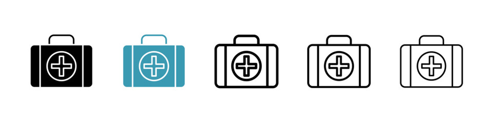 Obraz premium First aid vector icon set in black and blue colors.