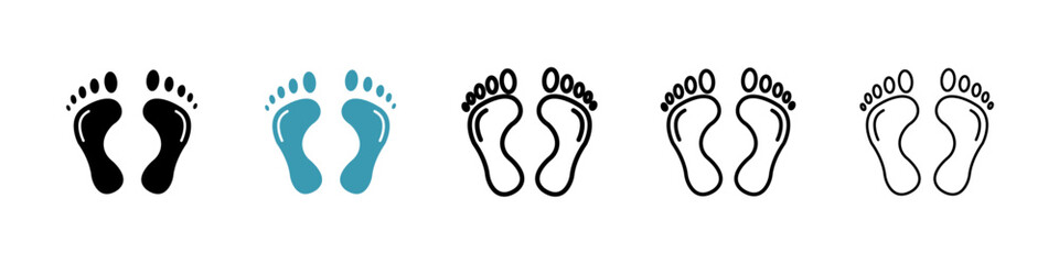 Foot vector icon set in black and blue colors.