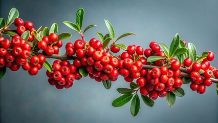 Obraz premium Bird's eye view of branch of Eleutherococcus senticosus with berries