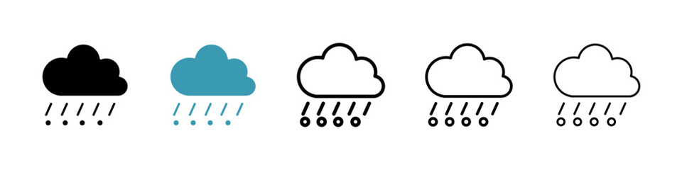 Hail vector icon set in black and blue colors.