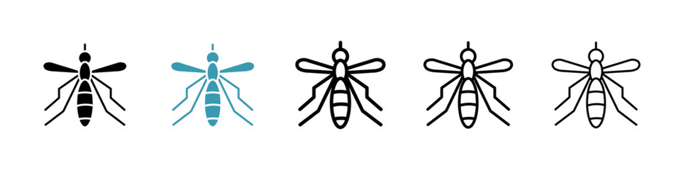 Mosquito vector icon set in black and blue colors.