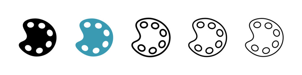 Palette vector icon set in black and blue colors.