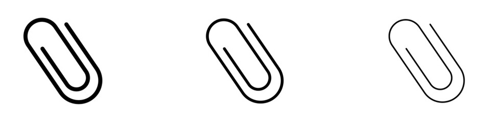 Paperclip vector icon set in black and blue colors.