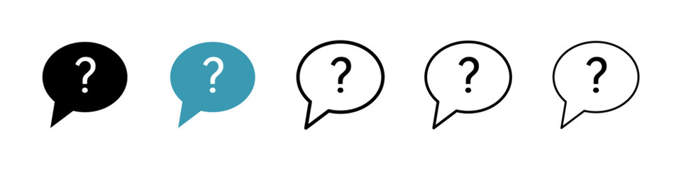 Question vector icon set in black and blue colors.