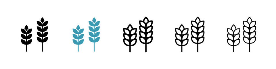 Wheat vector icon set in black and blue colors.