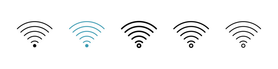 Wifi vector icon set in black and blue colors.