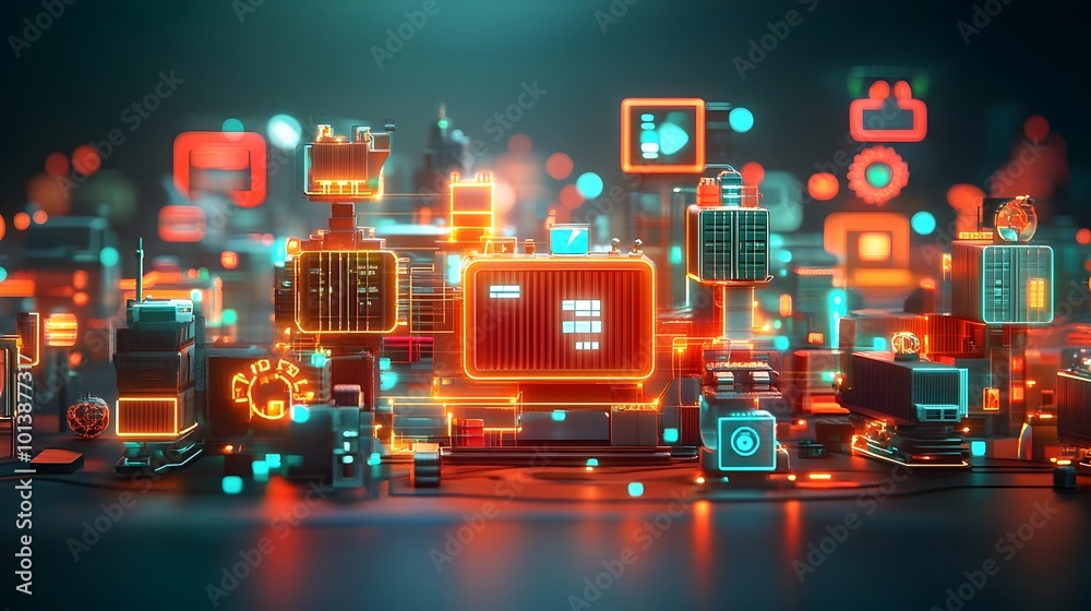 Poster sleek and streamlined futuristic cargo transport vessels navigating an efficient global logistics ne