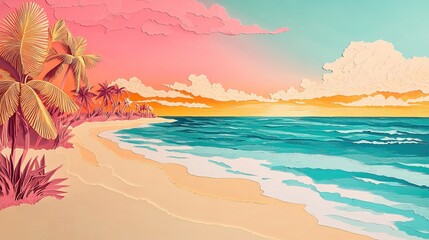 Serene tropical beach landscape featuring sea sand and sky A peaceful natural vista with stunning beach scenery Tropical beach landscape with sea sand and sky