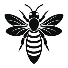 black bee silhouette on white