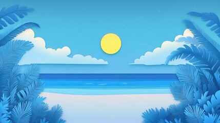 Serene blue beach landscape ideal for a peaceful summer escape Tranquil coastal scenery perfect for relaxation