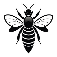 black bee silhouette on white