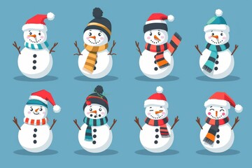 Christmas Snowman Characters Vector Design