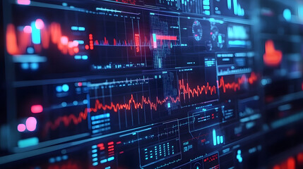 Fototapeta premium Public Health Data Visualization: Depict a background with abstract data visualization elements such as charts, graphs, and medical statistics