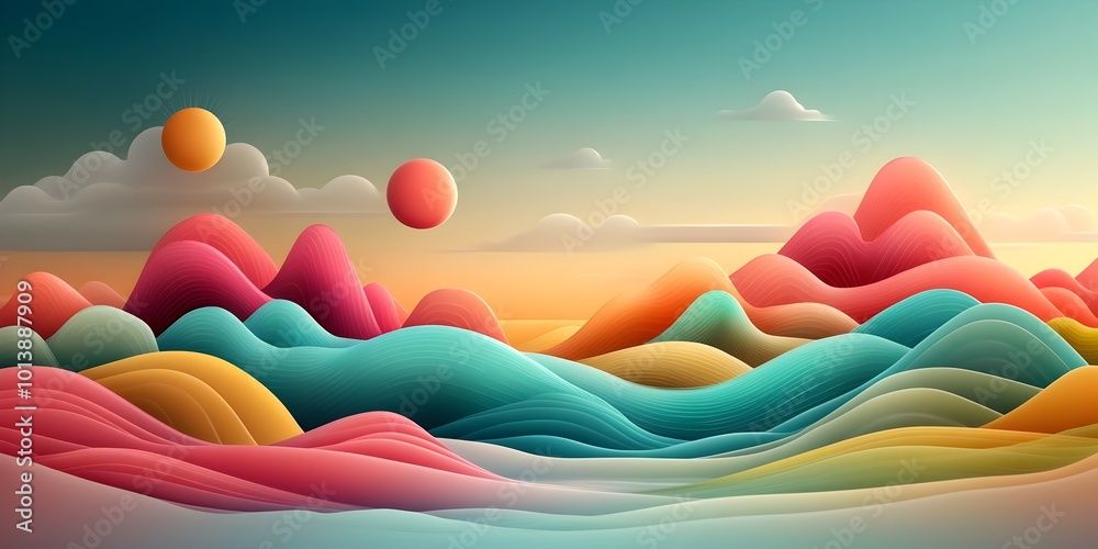 Poster captivating digital data landscape with organic undulating shapes and cascading data streams execute