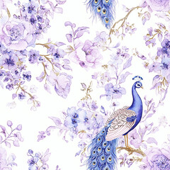 Beautiful Wallpaper with a Peacock Design, Ideal Colorful Bird Poster or Graphic Resource for Creative Project, Ai Generative