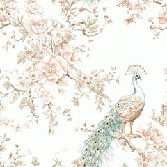 Beautiful Wallpaper with a Peacock Design, Ideal Colorful Bird Poster or Graphic Resource for Creative Project, Ai Generative