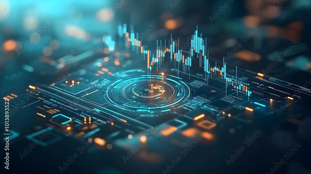 Poster dynamic financial data visualization depicting intricate candlestick chart patterns for analyzing ma