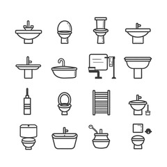 Bathroom Fixture and Appliance Outline Icons