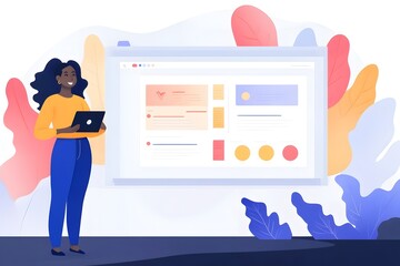 Modern Office Business Presentation with Laptops and Project Management Theme