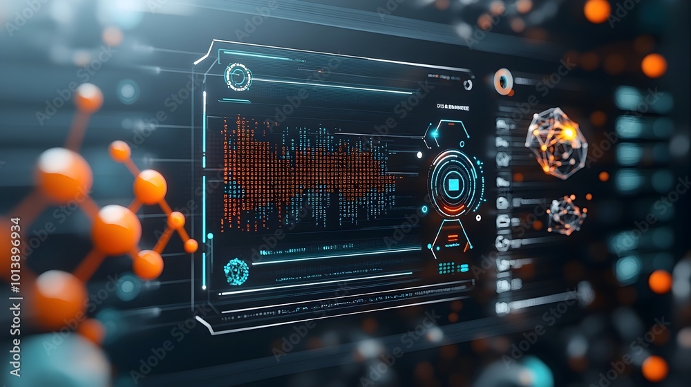 Poster secure digital data storage through innovative dna based blockchain technology with sleek holographi