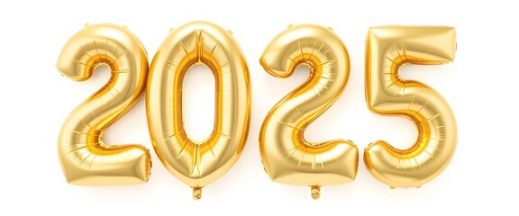 2025 number balloon light yellow for new year. White background