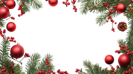 Elegant Christmas Holiday Frame and Border Design, Perfect for Festive Greetings, Isolated on White, PNG File, Transparent Background