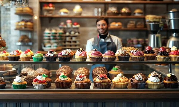 A Baker's Pride: A Display of Colorful Cupcakes