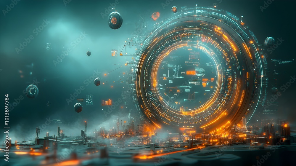 Poster captivating digital realm showcasing a mesmerizing fusion of dynamic data visualizations abstract ge