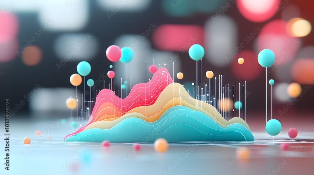 Poster stunning digital data visualization with dynamic abstract shapes flowing data particles layered elem