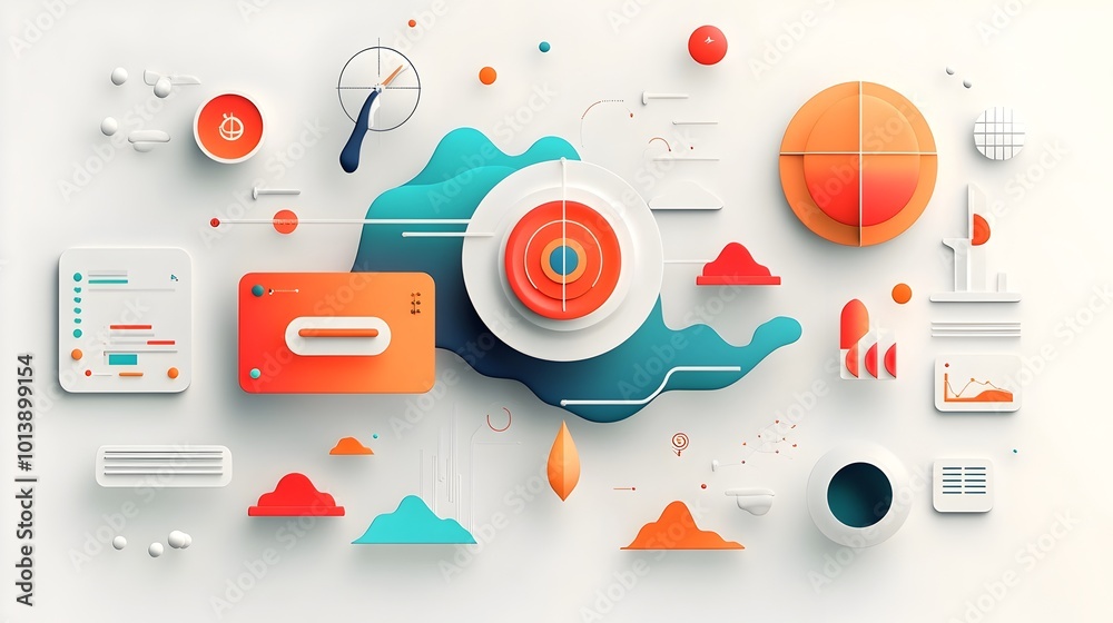 Poster Elegant and Sophisticated Minimalist Digital Design featuring Futuristic Data Visualization Abstract Geometric Patterns and a Sleek Color Palette