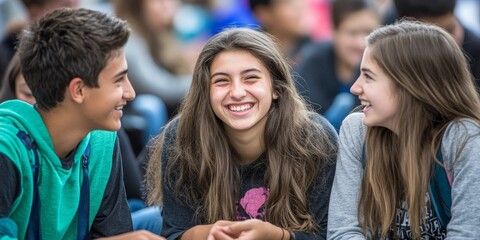 Fototapeta premium Language Immersion Class: Create an image of students participating in an immersive language training session, with native speakers leading conversations.