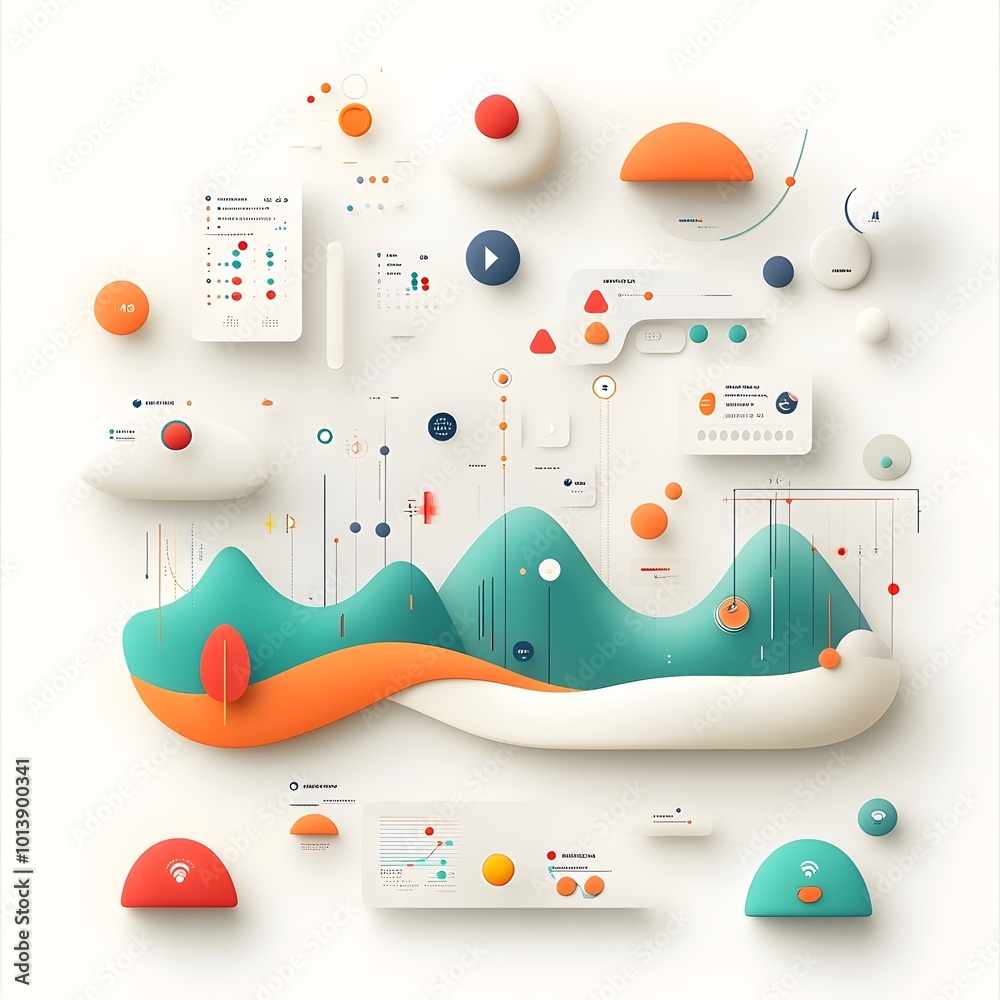 Poster minimalist digital design with clean lines subtle textures and dynamic data visualizations flowing o