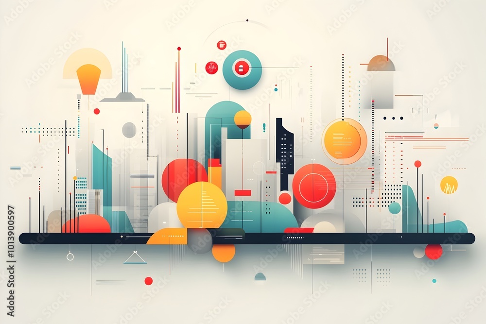 Poster sophisticated digital design with muted tones refined textures and data driven graphics in a dynamic