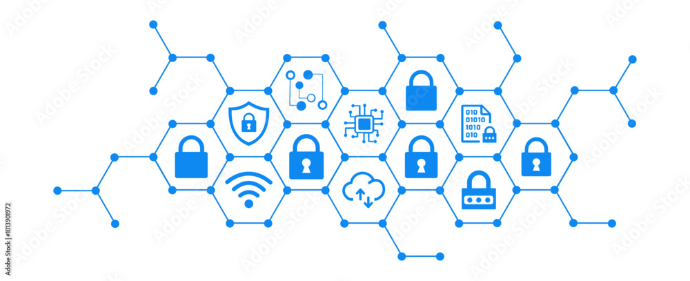 Wall mural security concept safe network it security blockchain vector illustration