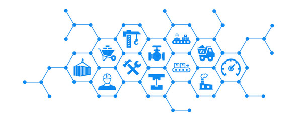 industry icon concept engineering, manufacturing and construction industry vector illustration