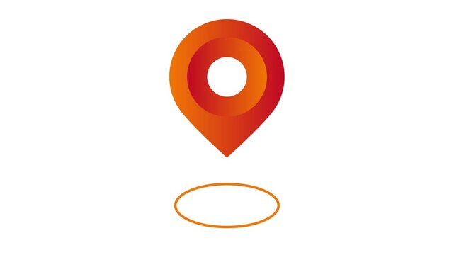 3d animation of GPS icon in red color on white background. pin location animated 3d.