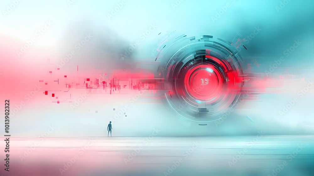 Poster captivating digital realm showcasing dynamic data visualizations intricate abstract geometric patter