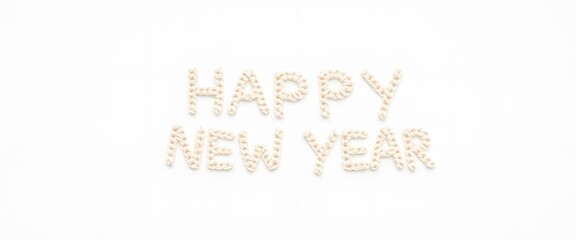 Naklejka premium knitted happy new year letters clean white background