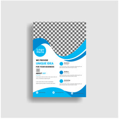 Corporate business flyer with sky blue and white . Natural shape layout design 
