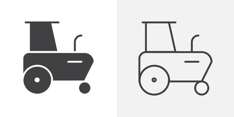 Farming tractor icon flat and simple set design