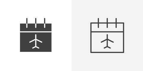 Flight date icon flat and simple set design