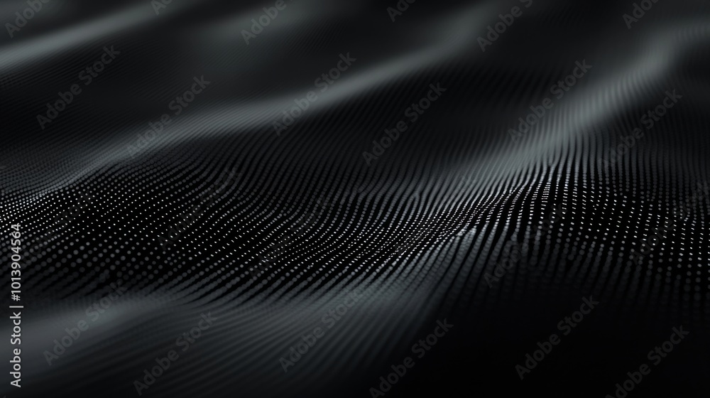 Poster Abstract dark wavy surface with dot pattern, technology concept