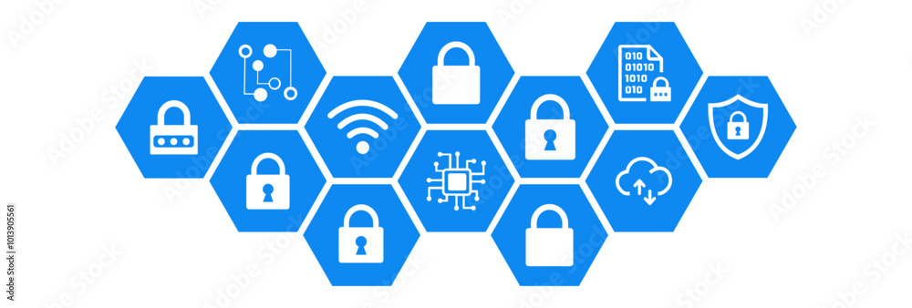 Wall mural security concept safe network it security blockchain vector illustration