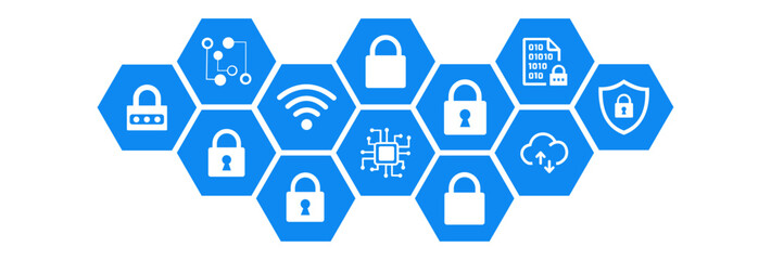 security concept safe network IT security blockchain vector illustration