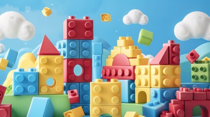 Fototapeta premium Kids toys constructor illustration generated by ai