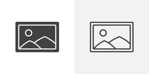 Picture icon flat and simple set design