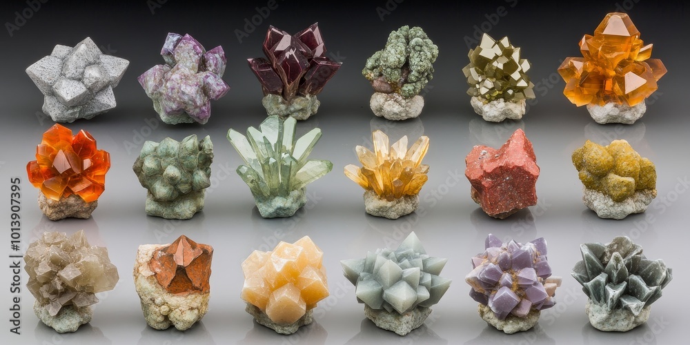 Poster Silicate Structures: Depict the various silicate molecular structures found in minerals, showcasing their tetrahedral arrangements.