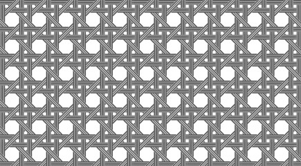 weave woven bamboo panel with polygonal pattern, seamless pattern texture. vector illustration isolated on white background.