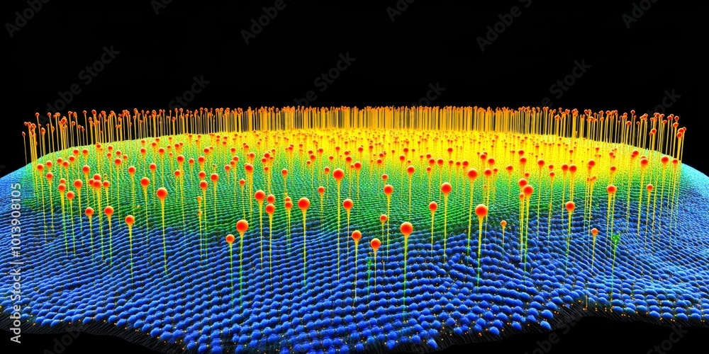 Aufkleber Quantum Dots Representation: Illustrate the molecular structure of quantum dots, highlighting their size and electronic properties at the nanoscale.