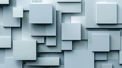 Minimalistic abstract art with overlapping light blue rectangles, AI generated